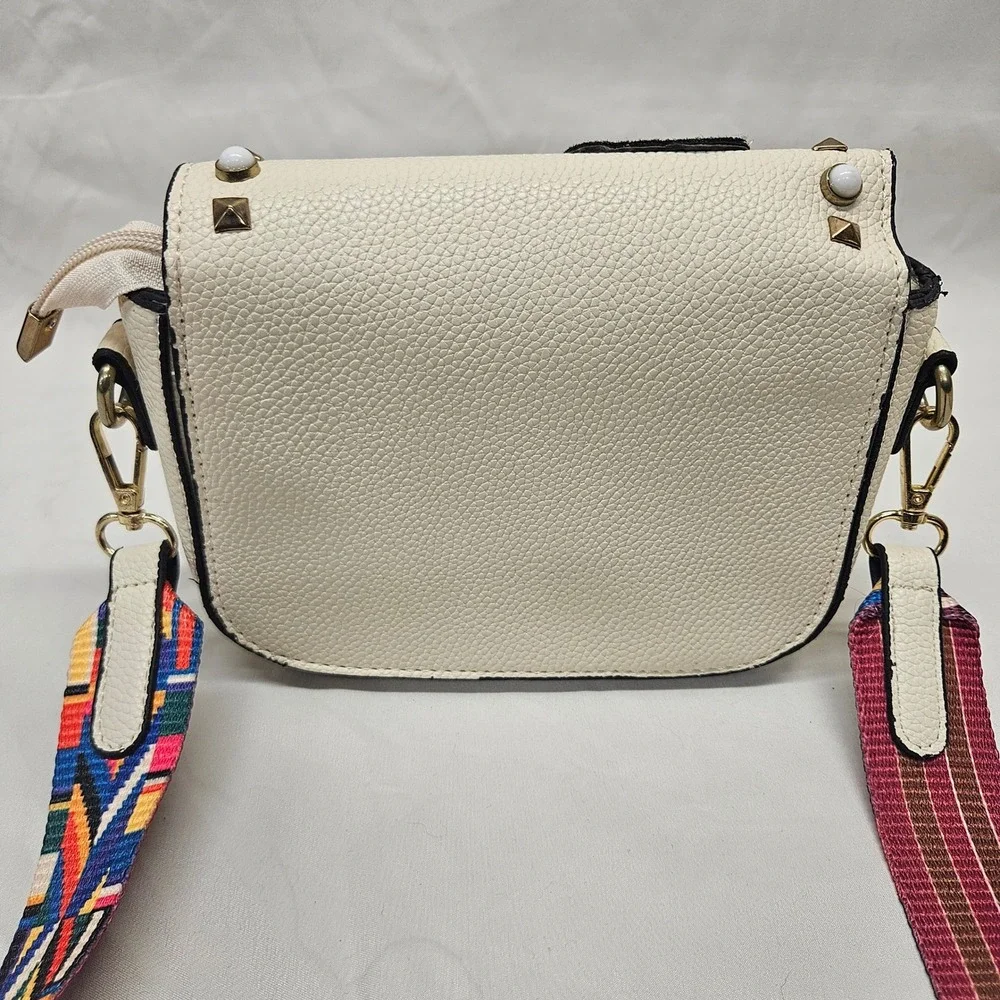 Candy Couture USA Crossbody Bag Womens Small Cream Butterfly Studded Boho Strap